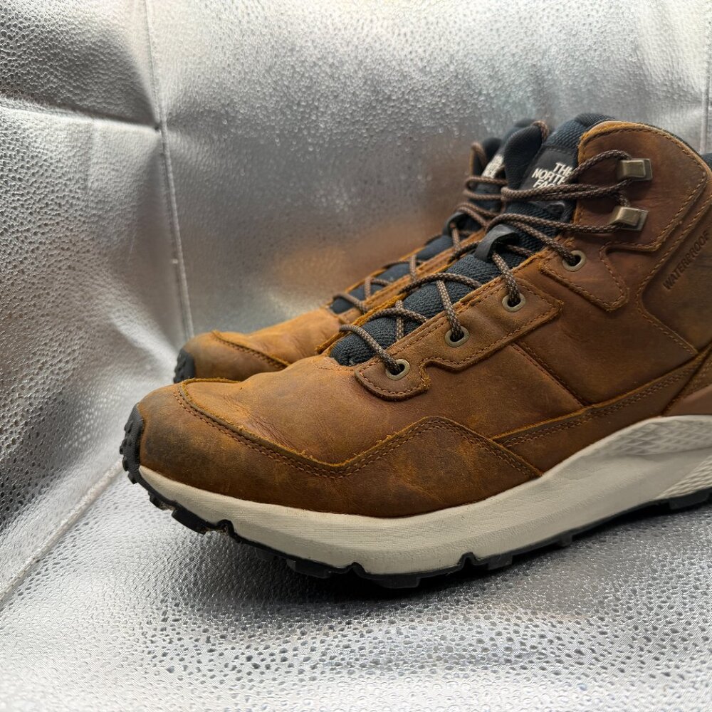 Size 12 The North‎ Face Vals II Mid Brown Mens Leather Waterproof Hiking Boots - Picture 6 of 10
